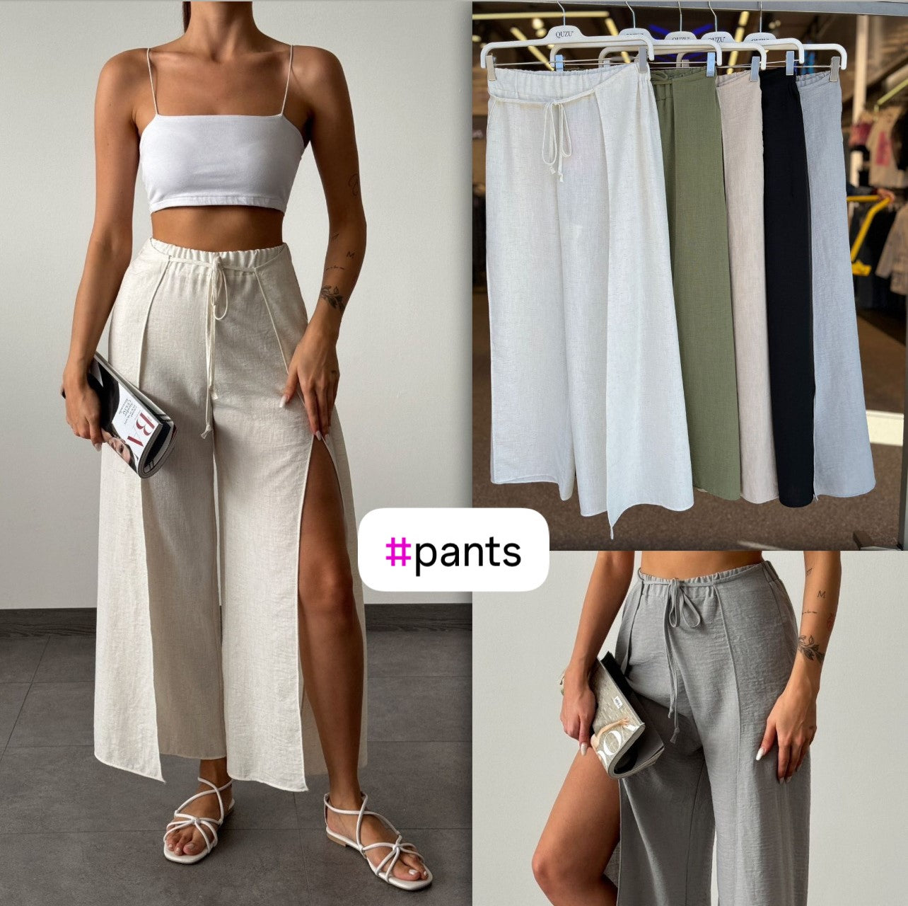 Wide-Leg Pants with Side Slits