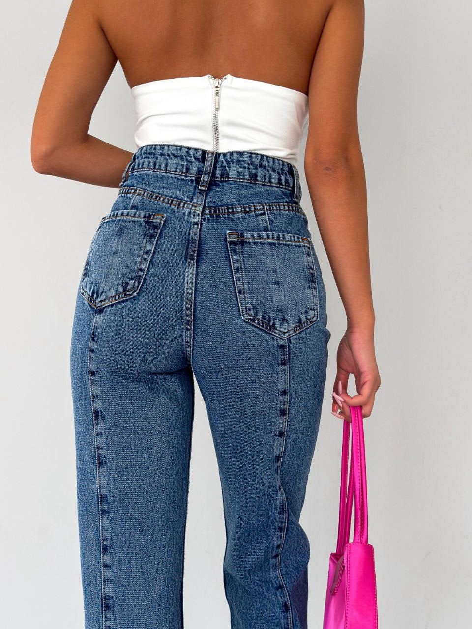 High-Waisted Straight-Leg Jeans