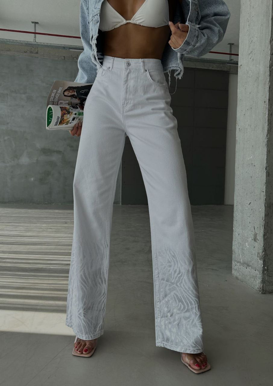 White Wide Jeans Pants