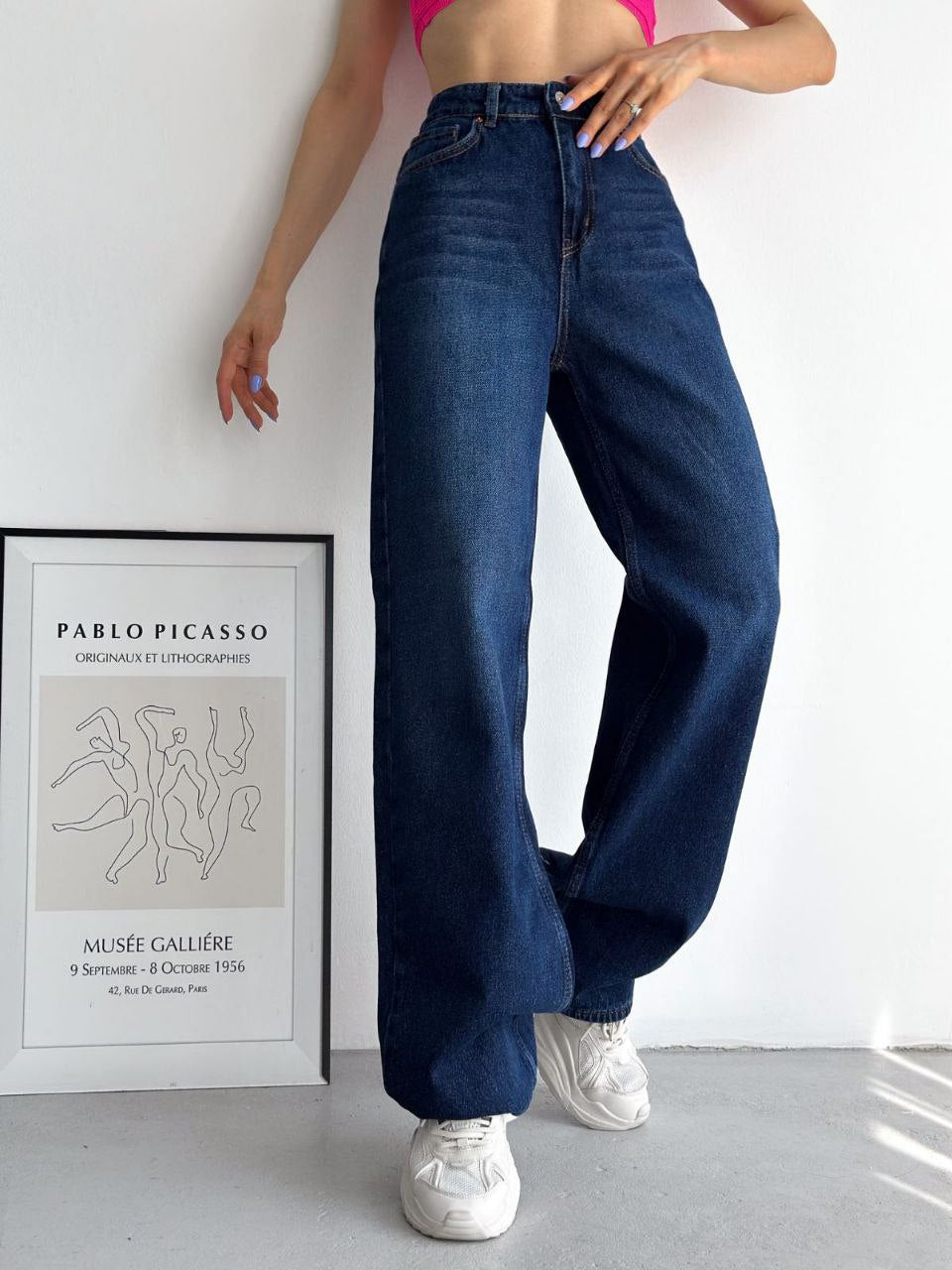 Dark Blue Straight Leg Jeans