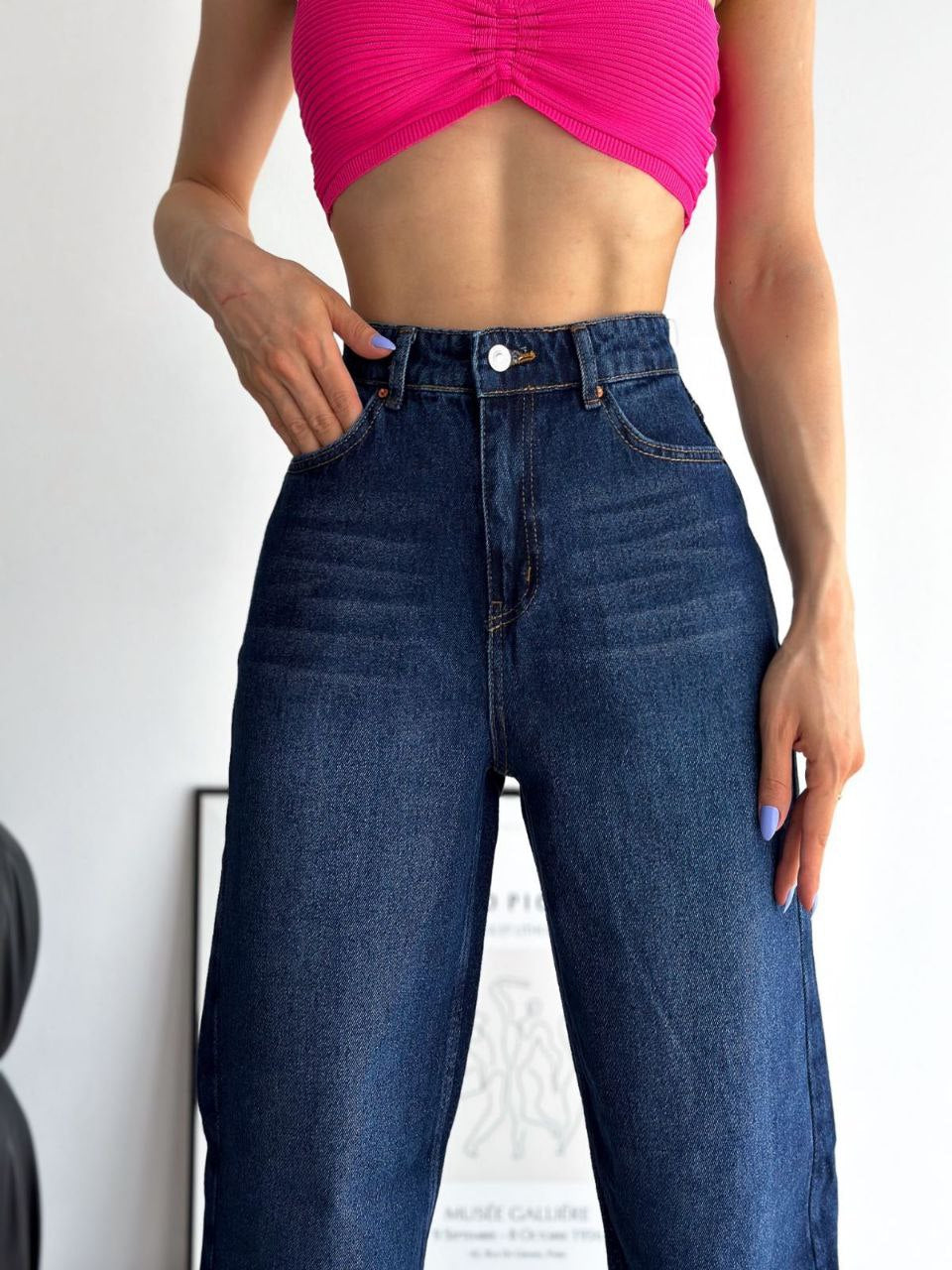 Dark Blue Straight Leg Jeans