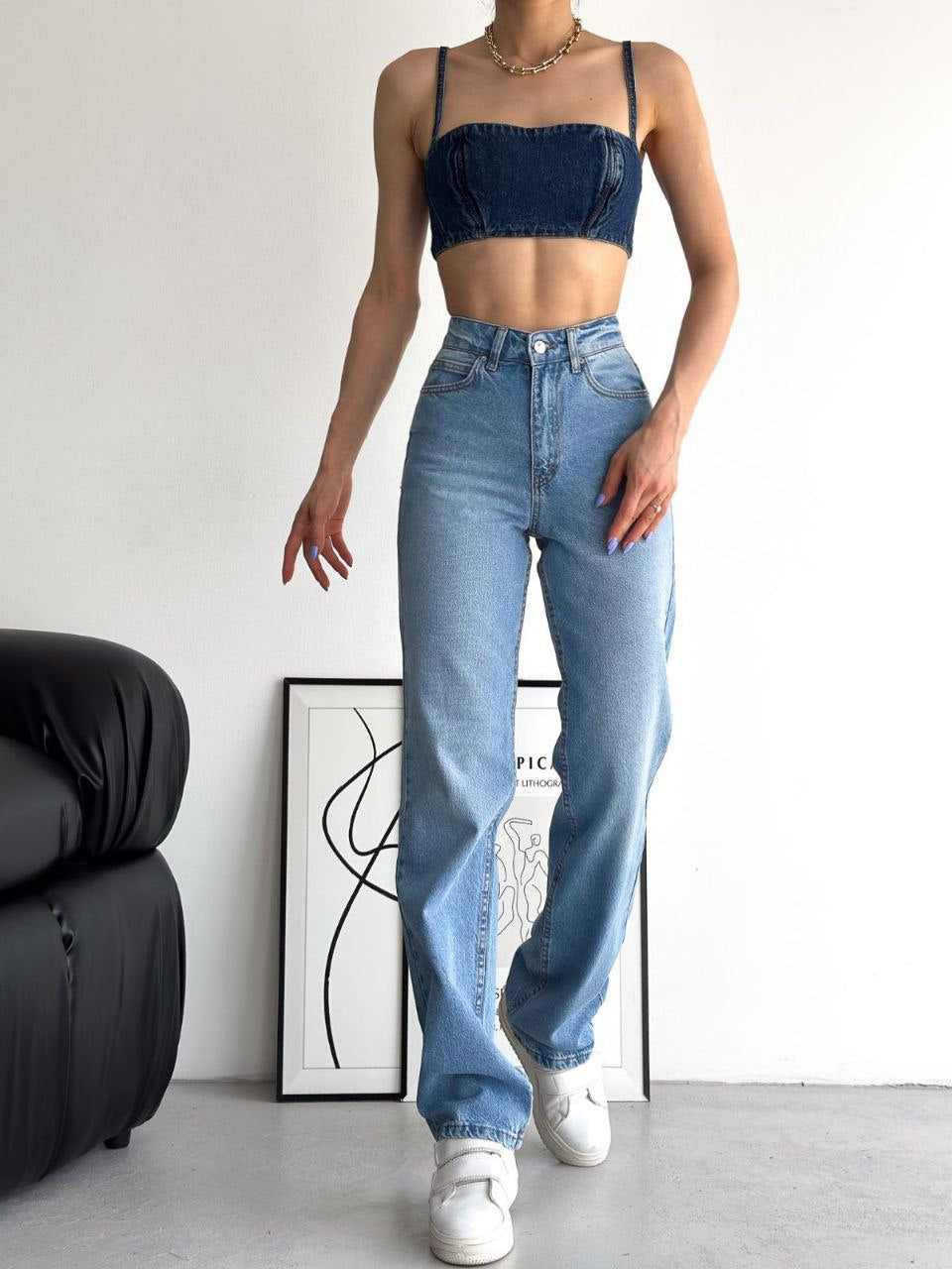 Light Blue Straight Leg Jeans