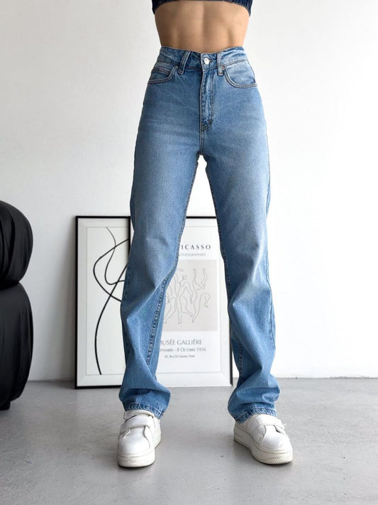 Light Blue Straight Leg Jeans